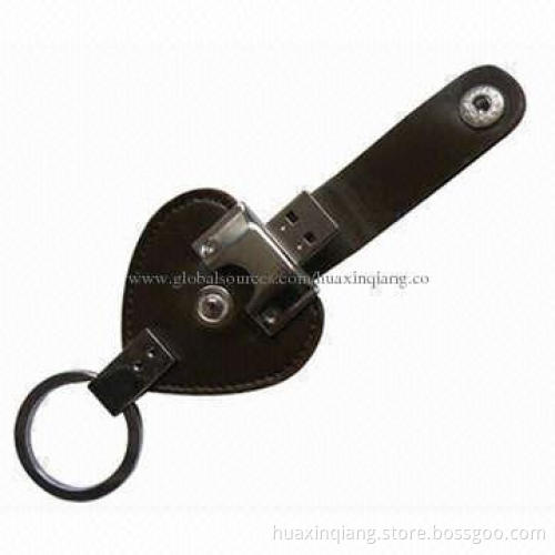USB Memory Drive, Leather+Metal Material, 512MB-64GB Capacity, Logo Design, 5-year Warranty, USB 2.